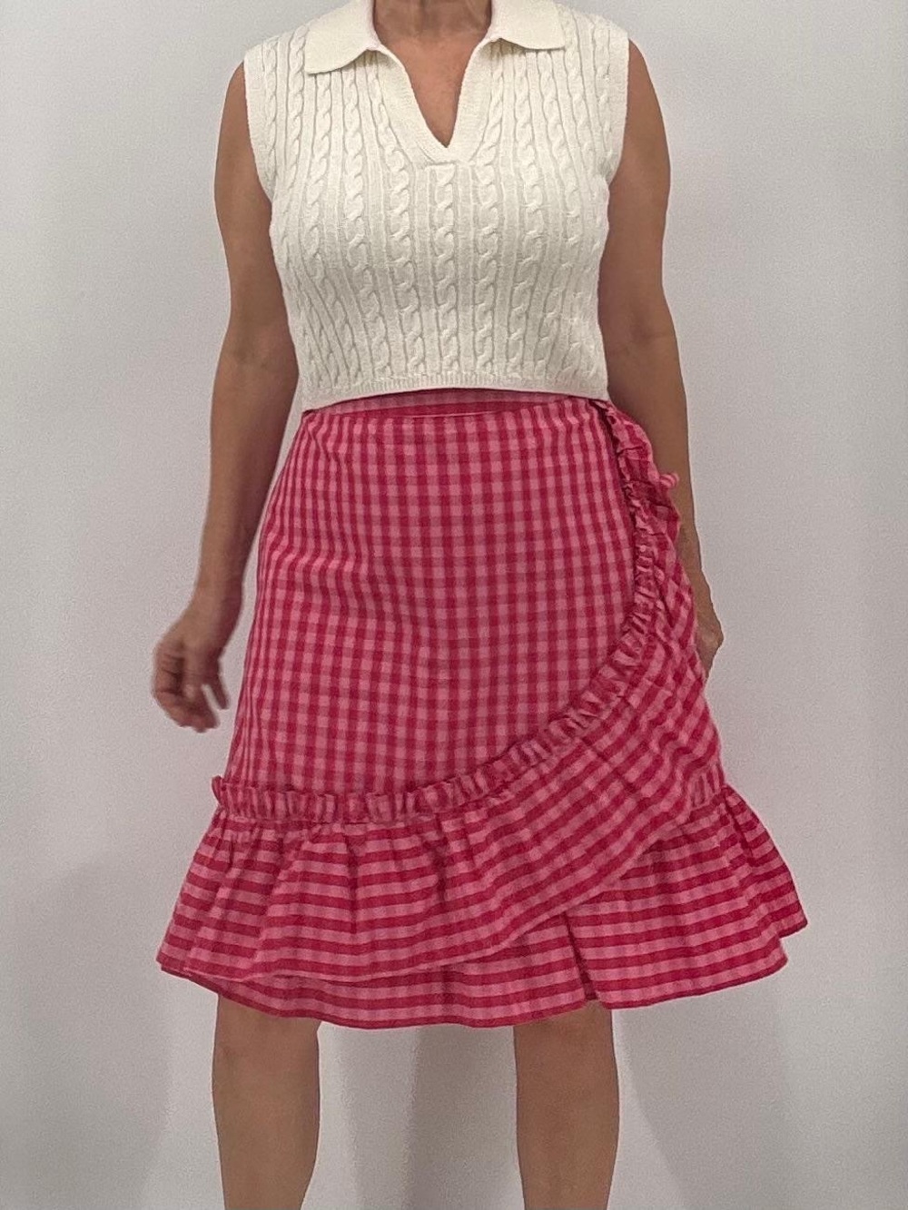 Draper James x Eloquii Americana Cottagecore Coquette Gingham Ruffle Skirt